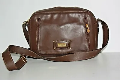 Courreges Vintage Bag Brown Leather Hazel Pouch Shoulder Strap Be • $169.26