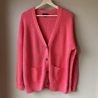 J Crew V Neck Cardigan Size S Sweater Cotton Cashmere Salmon Oversized Button Up • $39.99