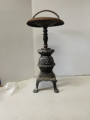 Vintage Crown Cast ALUMINU Ashtray Pot Belly Stove 22” Stand. Need Refurbished.  • $48