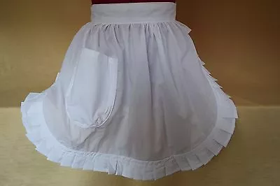 RETRO VINTAGE 50's STYLE HALF APRON / PINNY - WHITE • £19.99