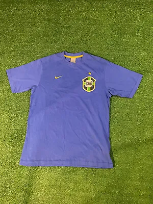 $48.99 • Buy Vintage 90s Nike Silver Tag Single Stitch Brazil World Champions Blue Shirt SZ L