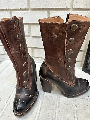 New Oak Tree Farms Leather Amelia Boots 7.5 Victorian Steampunk Two Tone • $224