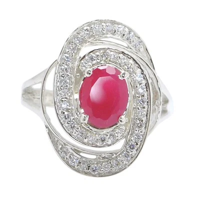 $764.50 • Buy 2.35Ct Natural Red Ruby IGI Certified Diamond Women's Ring 14KT Solid White Gold
