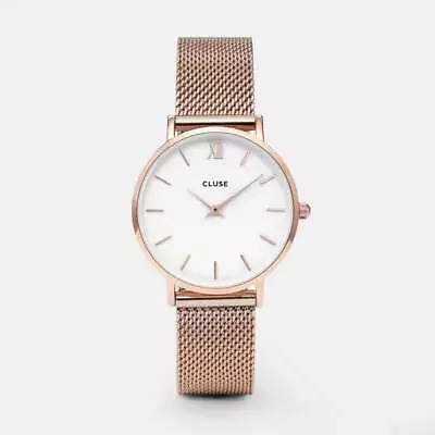 CLUSE Minuit Mesh Rose Gold/White 33mm Dial CW0101203001 • $169