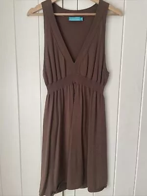 Melissa Odabash Brown Cotton Jersey Dress Size L New • £45