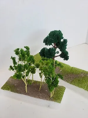 2 Miniature Base Terrains For Diorama Scenery & 9 Miniature Trees Architecture  • $8.09