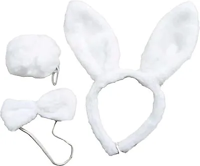 Bunny Set 3 Pcs Rabbit Costume Sets Ears Headband Tail And Bow Easter Party UK • £6.69