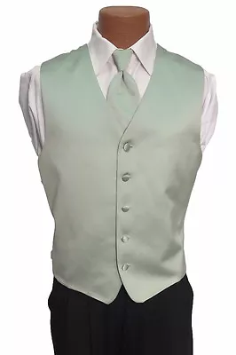 ML Mens Green Peridot Brandon Michael Wedding Prom Fullback Tuxedo Vest W/ Tie • $5.40