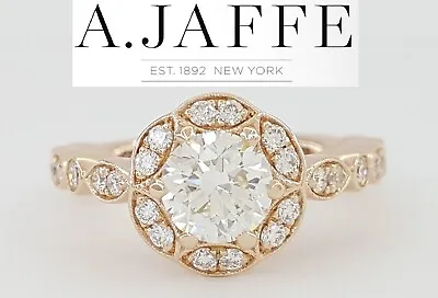 A. Jaffe 14K Rose Gold 1.03 Ct Round Diamond Floral Halo Engagement Ring Rtl $8K • $2995