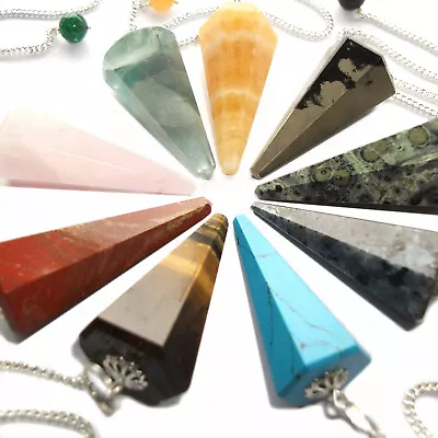 £4.99 • Buy Gemstone Crystal Point Dowsing Pendulum Scrying Dowser Healing Reiki Therapy