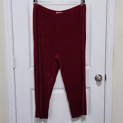 Ve Ve Collection By Vikki Vi Women's 2X Deep Red Slinky Pull On Pants • $28