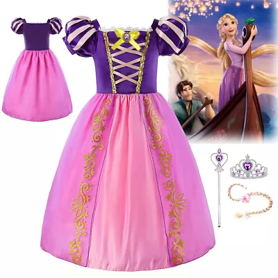 £5.99 • Buy Kids Girls Fancy Dress Up Princess Rapunzel Cosplay Birthday Party Costume Gifts