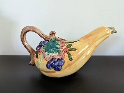 1993 Fitz And Floyd Autumn Thanksgiving Banquet Gourd Gravy Boat Server Cream • $22