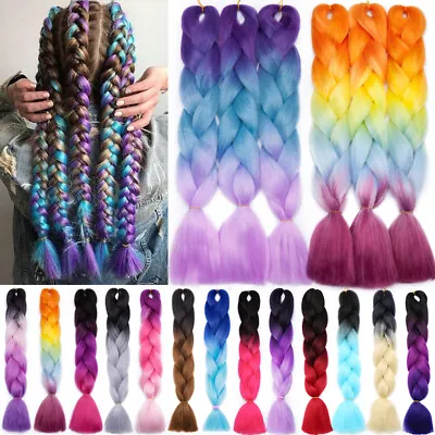 24''100g Ombre Kanekalon Synthetic Jumbo Box Braids Hair Extensions Twist Braid • $5.99