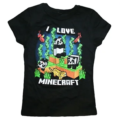 Minecraft Big Girl's Black T-Shirt With Minecraft Characters Graphic Print - NWT • $9.95