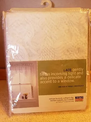 NIP Martha Stewart White Lace One Pair Of Provencal Swags 56  X 32  Free Ship • $19.99