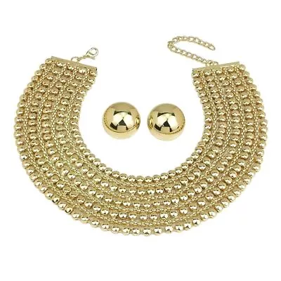 African Necklace Earrings Gold Silver Jewelry Set Necklaces Stud Earring • $25.63
