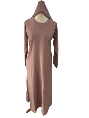 Ladies A-Line Regular Plain Pocket Nida Abaya/Jilbab/Maxi Almond Pink In 52-60 • £16.99