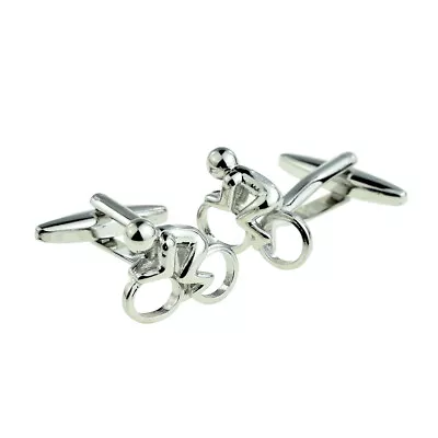 £9.99 • Buy Contemporary Design Cyclist On Bike Cufflinks Presented In A Cufflink Box NC055
