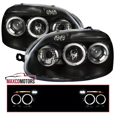 Black Projector Headlights Fits 2006-2010 VW Jetta MK5 Golf Rabbit LED Halo • $159.12