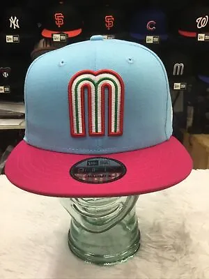 New Era Mexico WBC Sky Blue/Pink  Snapback 9Fifty Hat • $44.99