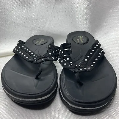 Skechers Tone-ups Black Bling Flip-Flop Toe Thong W10 Comfort Sandals • $13.86