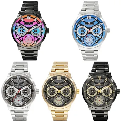 48mm Montres Carlo Luxury Analog Men's Metal Band Quartz Dress Sport Wrist Watch • $19.80