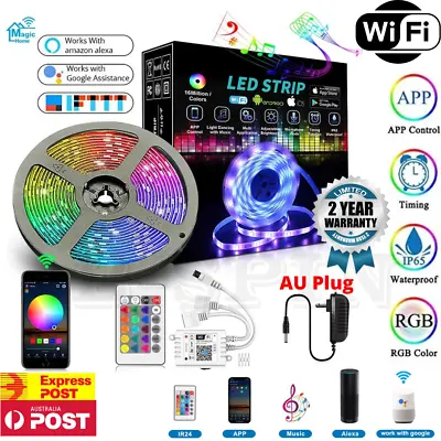 12V 5/10M Smart Wifi 300 RGB LED Strip Lights Waterproof Alexa Echos Google Home • $29.99