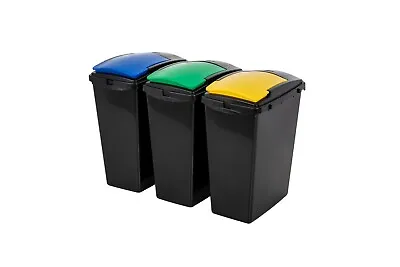 Addis Recycling 40 Litre Set Of 3 Waste Utility Plastic Bins 518700ebay • £27.99