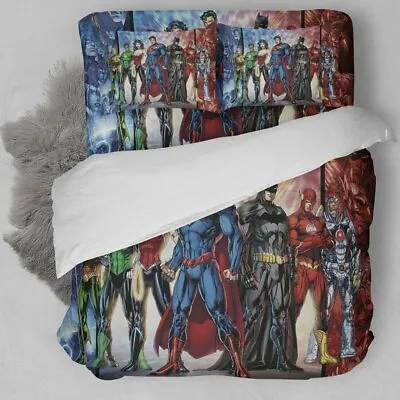 Justice League Bedding Set 3PCS Quilt Duvet Cover Pillowcases Comforter Cover • $74.09