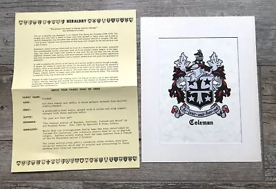 NEW Matted Coat Of Arms Family Crest Heraldry Print (SEE! 260 Surnames A-O) • $29.99