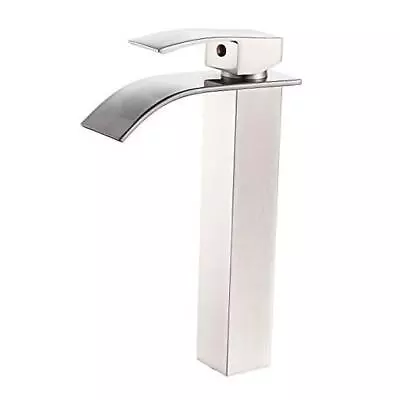  Bathroom Vessel Faucet Body Waterfall Single Handle One Tall Brushed Nickel • $73.40