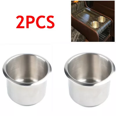 2Pcs Cup Drink Holder For Marine Boat Camper Truck RV Stainless Steel Brushed • $9.95