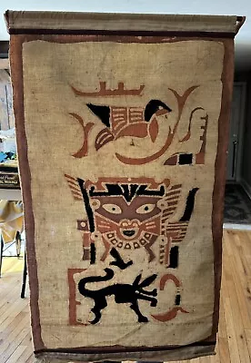 Vtg Hand Painted Native South American? Indian? Wall Hanging/Tapestry 43” X 24” • $49.99