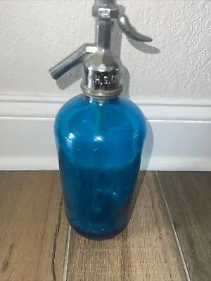 Vintage Burak Beverage Co Blue Seltzer Bottle • $39.99