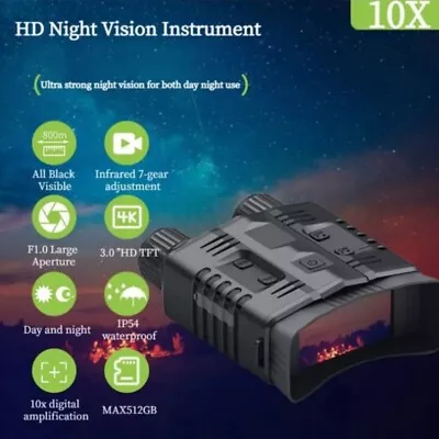 4K Digital Night Vision Binoculars 850nm IR 1080P 10X Zoom Hunting Video Recorde • $114.99