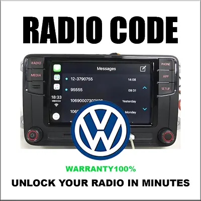 Fits Vw Radio Anti-theft Unlocking Pin Code Rcd 510 Rns310 Decoding Fast Service • $7.99