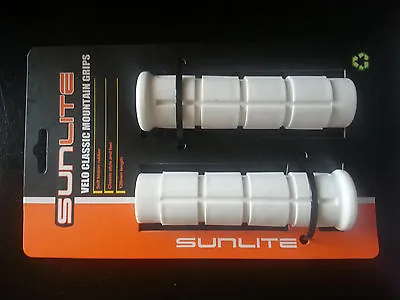 Sunlite Velo Classic Mountain Bike Grips-Soft Kraton Rubber-Classic Style-White • $8.95