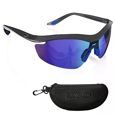 RayZor Uv400 Sports Wrap Sunglasses GunMetal Grey Blue Mirrored Lens RRP£49 (612 • £12.50