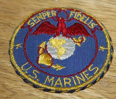 RARE WW2 WWII USMC BX Mirror Patch Semper Fidelis US Marines 3  Diameter #2 • $38