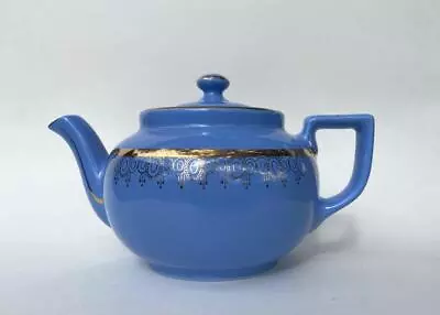 Vintage Boston Teapot King Hall China USA Pottery Art Gilt Blue Ceramic Tea Pot • $0.99