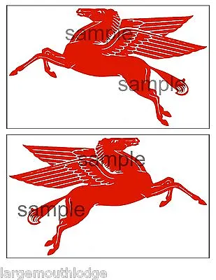New Peel And Stick Mobil Gas Oil Decal 8 Inch  Pegasus Horse Mirror Double • $21