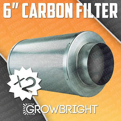 2 PC 6  CARBON AIR FILTER SCRUBBER ODOR CONTROL INLINE Activated Hydroponic Inch • $119.85