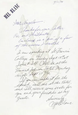 Mel Blanc - Autograph Letter Signed 09/11/1979 • $375