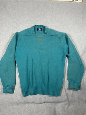 Vintage Woolrich Sweater Mens Small Blue Wool Blend Crew Neck Fisherman • $24