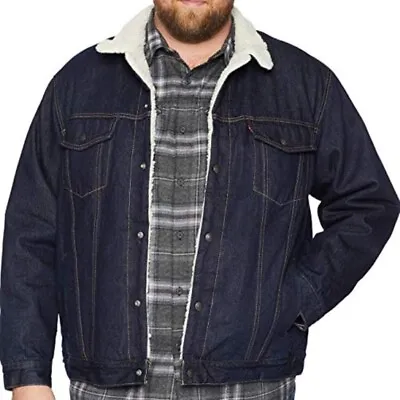 $82.22 • Buy Levi's Sherpa Big And Tall Trucker Jacket Dark Blue Rinse 0005