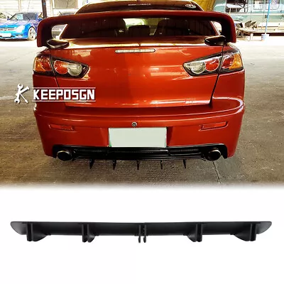 For Mitsubishi Lancer EVO X 32  Rear Bumper Spoiler Diffuser Lip Shark Fin Matte • $56.02