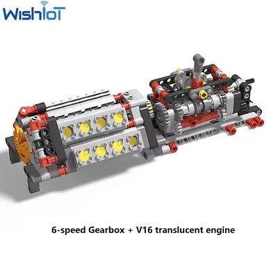 Technical 6-speed Gearbox V16 Translucent Engine MOC Building Blocks Brick Parts • $32.99