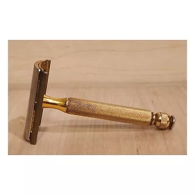 Vintage Gillette Gold Toned Ball End Double Edge Safety Razor • $15