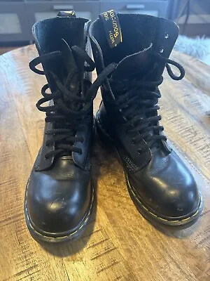 Vintage Dr Martens Made In England 10 Eye Boots Black UK Size 5 US Size 7 Womans • $59